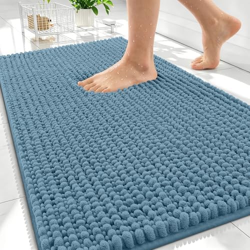 OLANLY Thick Chenille Absorbent Bathroom Rugs Mat 30x20, Airy Blue by OLANLY
