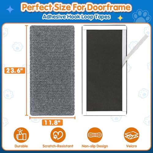 Wall Cat Scratcher for Indoor Cats, Corner Furniture Protector Grey - Image 5