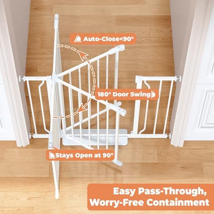 34" Tall Baby Gate No Drilling, Auto Close Dog Gate Indoor - Image 4