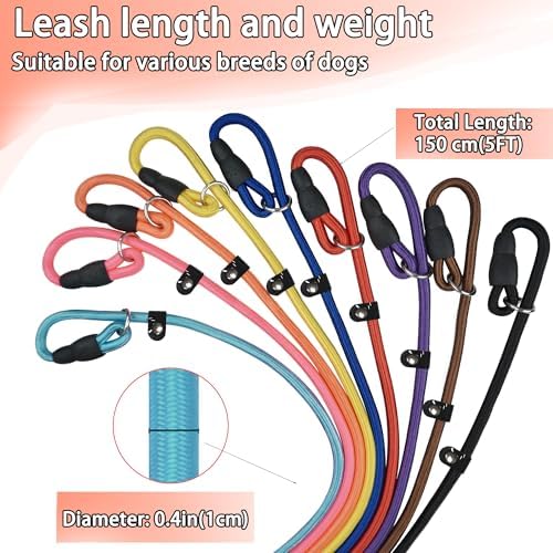 FOVRLZSE 18 Pack Bulk Nylon Dog Slip Leashes, 9 Mixed Colors 4.6FT/1.4M - Image 2