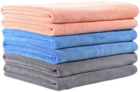 JML Microfiber Bath Towel Set, 6 Pack, Peach/Grey/Blue by JML