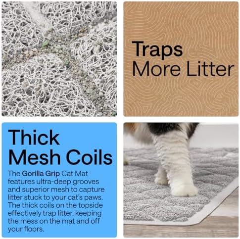 GORILLA GRIP Cat Litter Box Mat, Coiled Mesh Trapping Mats 40x28 Light Gray - Image 3
