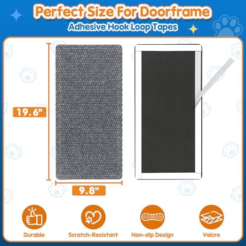 Wall Cat Scratcher for Indoor Cats, Corner Furniture Protector Grey - Image 5
