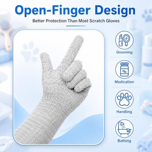 Extra Long Cat Grooming Arm Sleeves Cat Gloves Bite Proof - Image 4