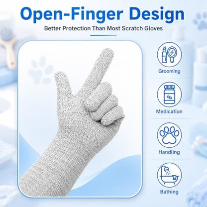 Extra Long Cat Grooming Arm Sleeves Cat Gloves Bite Proof - Image 4