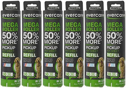 Evercare Pack of 6 10" Wide Large Surface Mega Pet Roller Refill, 50 Sheets Each by Evercare