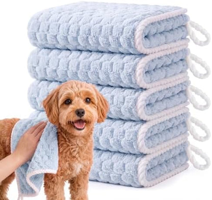 Dog Drying Towel, 5 Pack Microfiber Pet Towels, Quick Dry by TCbelosion