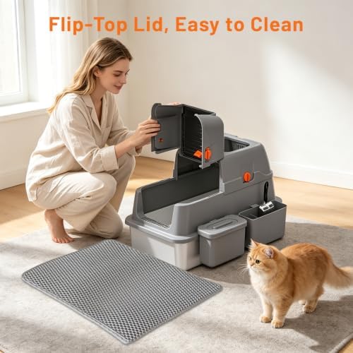 23.6x14.57x15.55 Inch XL Enclosed Stainless Steel Litter Box - Image 6