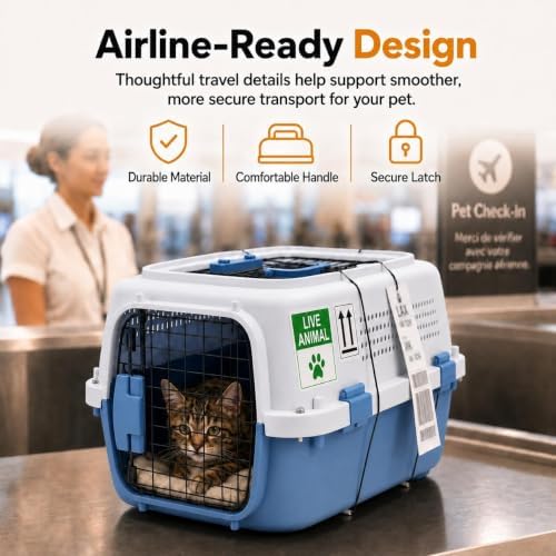 23" Airline Approved Cat Carrier Hard Shell, Dual-Entry Pet Carrier - Image 6