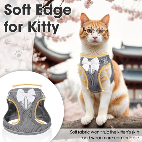 Cat Vest Harness and Leash Set, Escape Proof Kitten Harness Grey S - Image 3