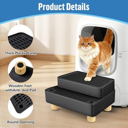 Extra Large 2 Steps Cat Litter Box Step Ramp, Cat Litter Catcher Mat - Image 4