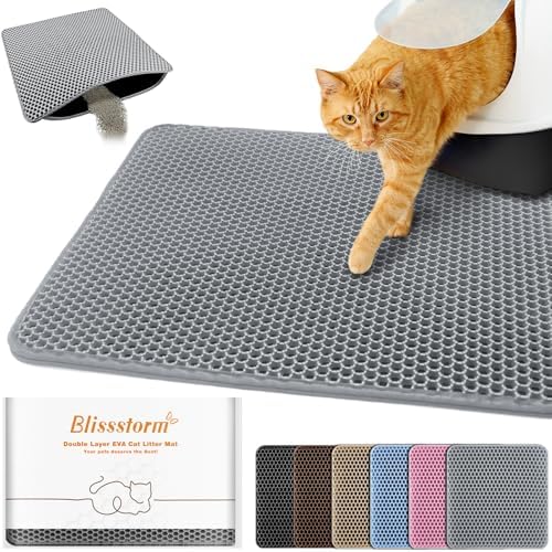 Cat Litter Mat 12"x12", Double Layer EVA litterbox Mat by BLISSSTORM
