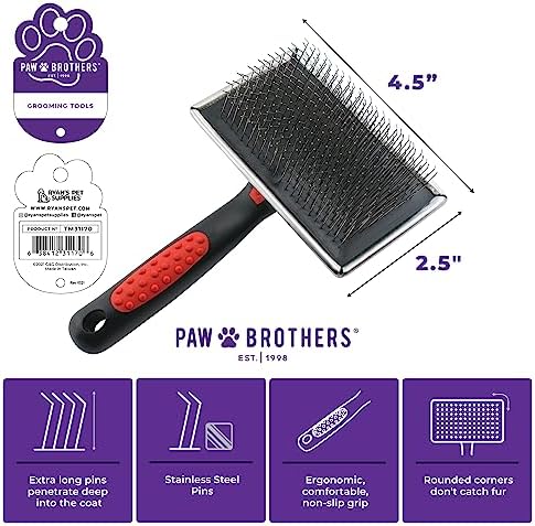 Paw Brothers Professional Grade Extra Long Slicker Brush - Image 3