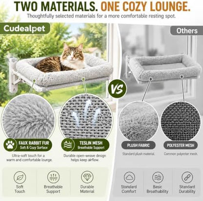 Cat Window Perch, Faux Rabbit Fur Bed - Image 4