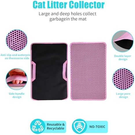 Cat Litter Mat 35"x24", Double Layer Waterproof Litterbox Mat - Image 2