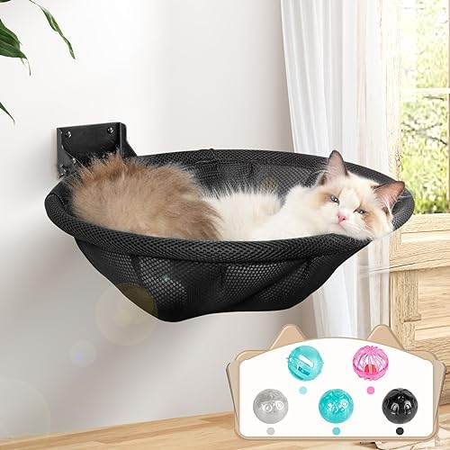 JUNSPOW Cat Hammock Wall Mounted, Foldable & Stable Cat Beds- Breathable Cat by JUNSPOW