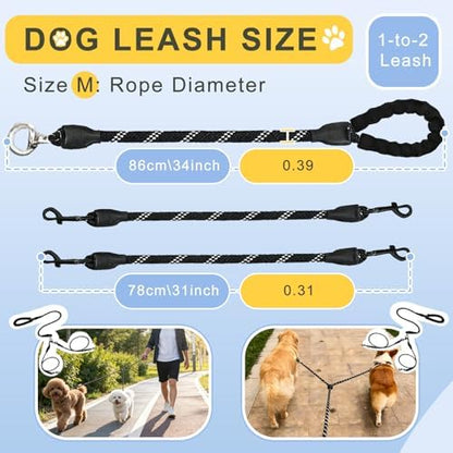 Dual Dog Leash - 360° Swivel No Tangle Walking Leash, Detachable Design - Image 6
