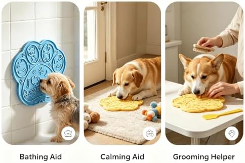 2 Pack Paw-Shaped Dog Cat Lick Mat, BPA-Free Silicone Suction Cups - Image 2