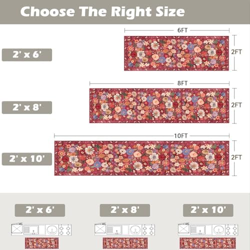 Red Hallway Runner Rug 2x6 for Bedroom Kitchen - Image 2