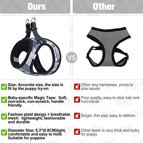 BEAUTYZOO Small Dog Harness and Leash Set, No Pull Puppy Pet Vest- Gray - Image 5