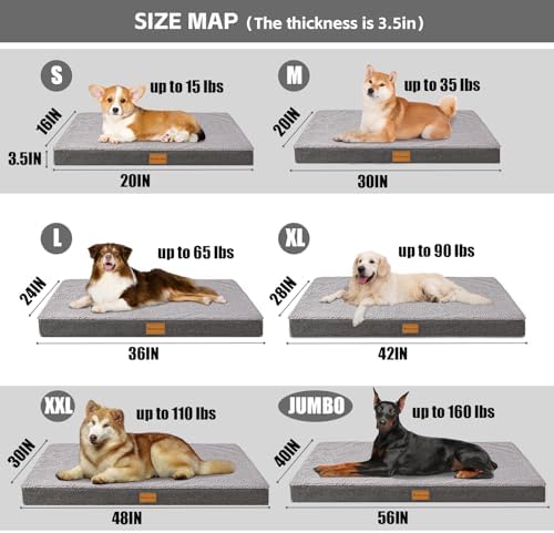 Patas Lague Orthopedic Medium Dog Bed Washable Pet Sofa Mat 30''X20'' Grey - Image 6