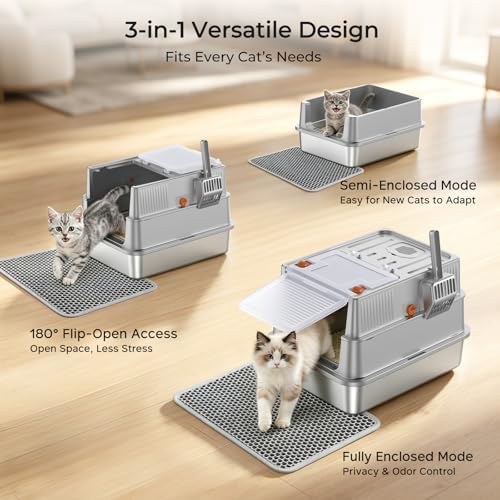 URPOWER Small Stainless Steel Cat Litter Box - Image 7