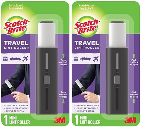 Scotch-Brite Retractable Lint Rollers 2-Pack, Portable Travel-Size Lint Removers by Scotch-Brite