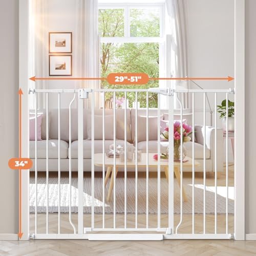 34" Tall Baby Gate No Drilling, Auto Close Dog Gate Indoor - Image 2