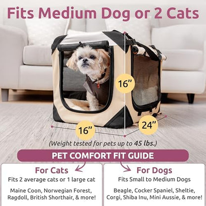Cat & Dog Pet Carrier, Fits 2 Cats or Medium Dog Comfortably - Image 3