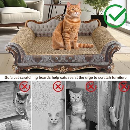 COOZMENT Sofa Shaped Scratching Couch, Thick Scratching Cardboard, Lounge Bed - Image 3