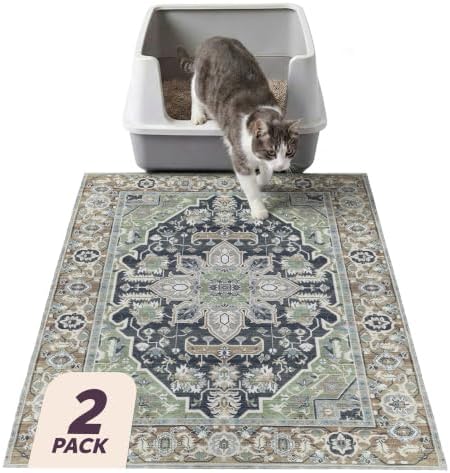 Lovewag Cat Litter Mat, Litter Box Mat, Sage Forest, 2 Pack by Lovewag
