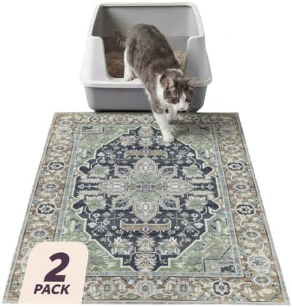 Lovewag Cat Litter Mat, Litter Box Mat, Sage Forest, 2 Pack by Lovewag