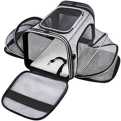 TSA Airline Approved Soft Sided Pet Carrier Top Loading 4 Side Expandable Large by MASKEYON