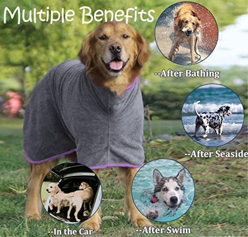 Dog Bathrobe Towel Dog Drying Coat Microfiber Absorbent Fast Drying Robes - Image 2