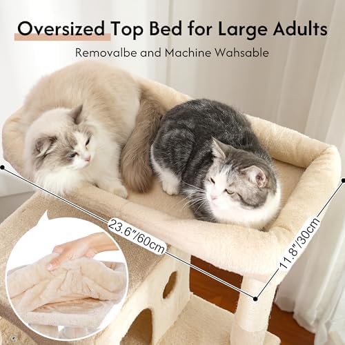 XXL Cat Tree Tower 70”with Oversized Bed, 2 Condos - Image 2