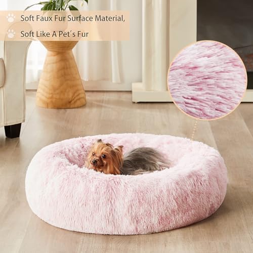 WNPETHOME Large Pink Round Calming Dog Bed Cat Bed - Image 2