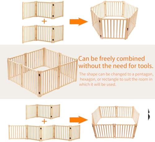 YOCAN Non-Painted Wooden Freestanding Dog Gates - Image 6