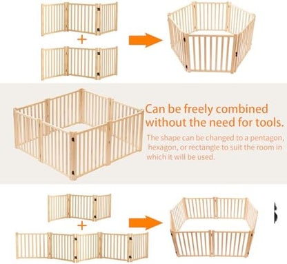 YOCAN Non-Painted Wooden Freestanding Dog Gates - Image 6
