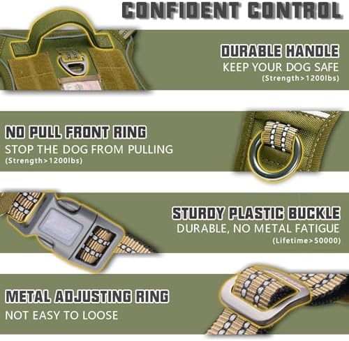 AUROTH Tactical Dog Harness Medium Sized Dog No Pull Adjustable Dog Vest - Image 3