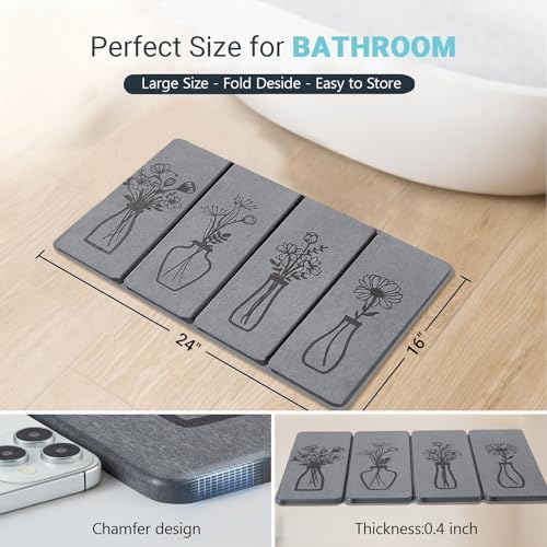 Gray Fast Drying Diatomaceous Foldable Stone Bath Mat - Image 6