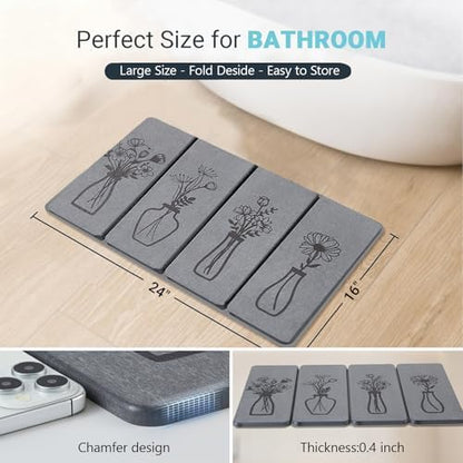 Gray Fast Drying Diatomaceous Foldable Stone Bath Mat - Image 6
