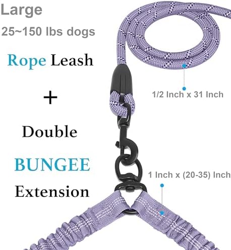 iYoShop Double Dog Leash, 360° Swivel, No Tangle - Image 2
