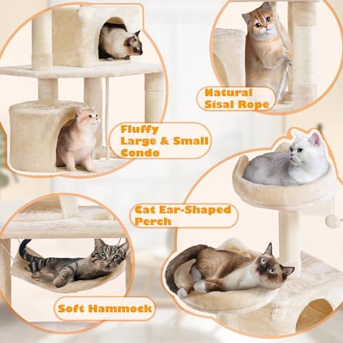 Yaheetech 62.5in Cat Tree with 2 Cat-Ear Perches & 2 Condos - Image 3
