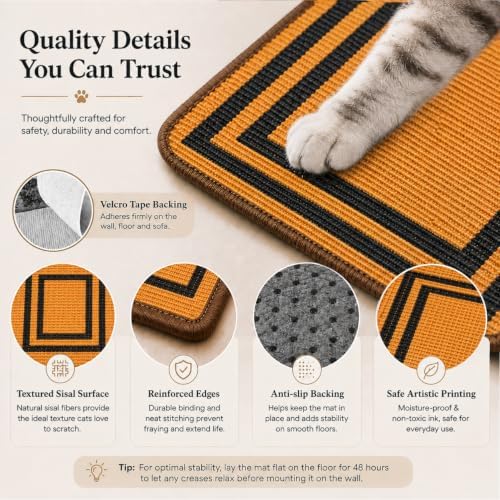 Cat Scratcher Mat, Natural Sisal Cat Scratch Pad - Image 5