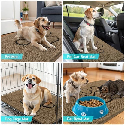 OLANLY Dog Door Mat for Muddy Paws 70x24, Paw Print Design Chenille Mud Mat - Image 7