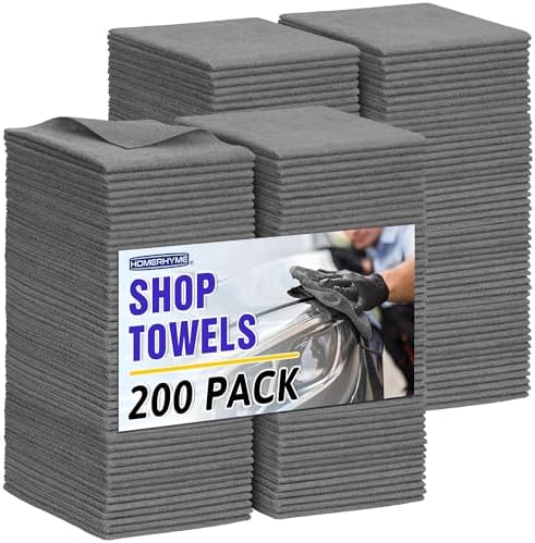 Microfiber Cleaning Cloth, 200 Pack Grey Cleaning Rags Microfiber Towel Bulk by HOMERHYME