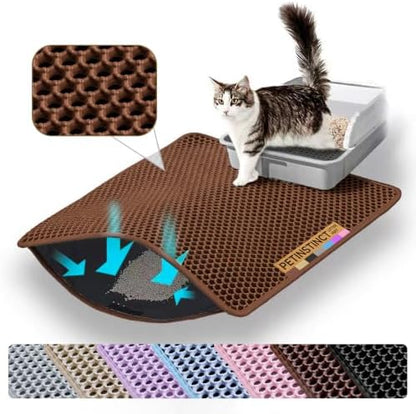 Small Cat Litter Mat, Double Layer Honeycomb Litter Box Mat by Petinstinct