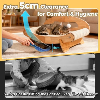 LECHONG 3-in-1 Large Sisal Cat Scratch Bed, Thicker Natural Sisal 22” Elevated - Image 4