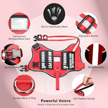 Service Dog Vest Harness and Leash Set+10 Patches, No Pull&Adjustable - Image 4
