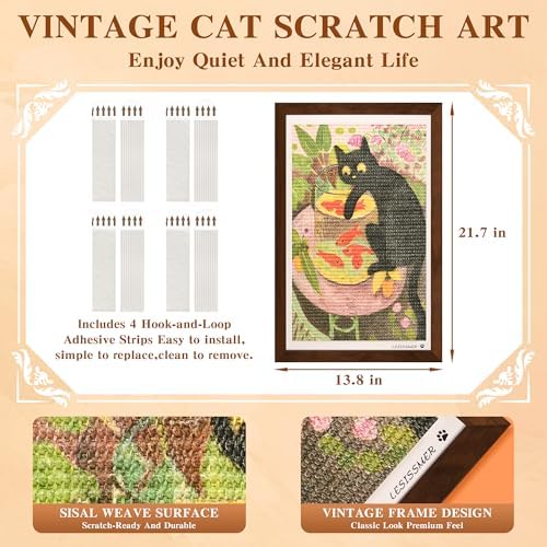 Wall Art Cat Scratcher, Framed Sisal Scratch Pad - Image 2